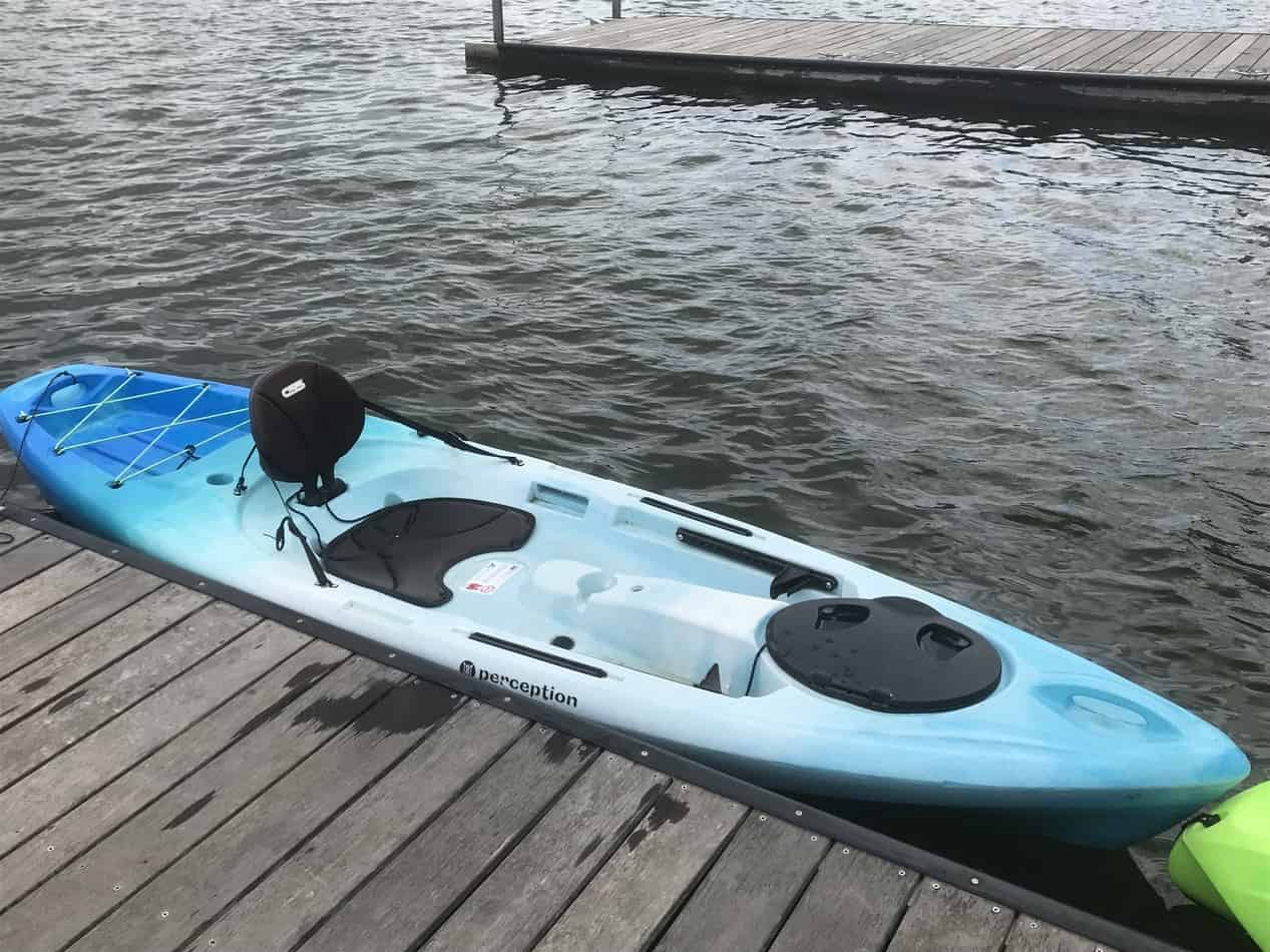 entering kayak at dock