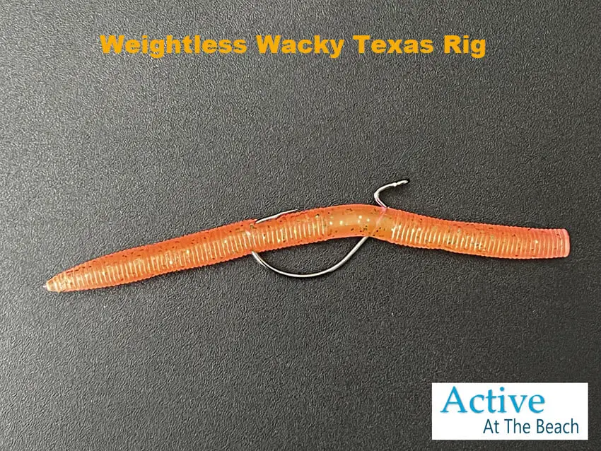weightless wacky Texas rig with offset hook