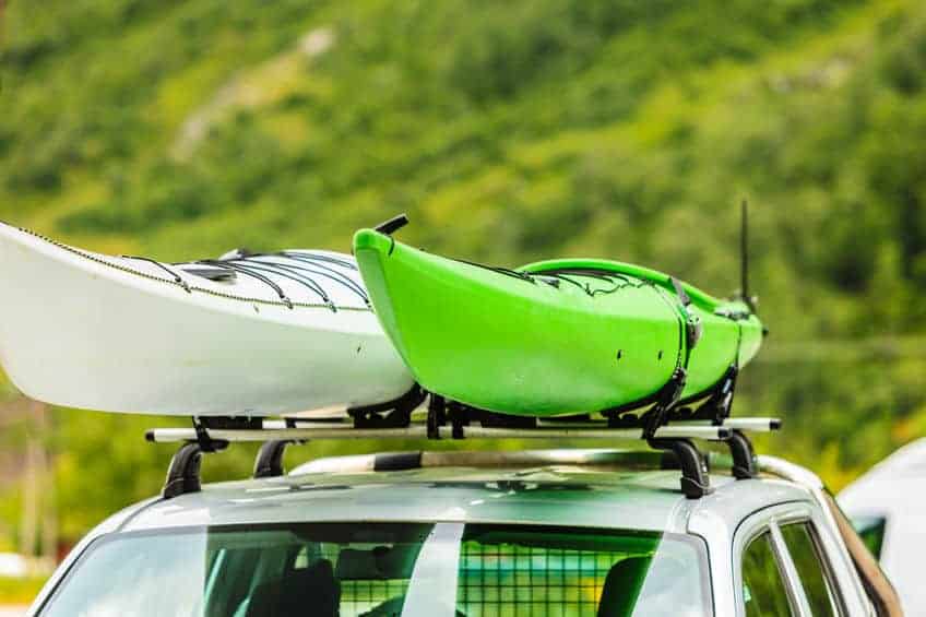 kayak with two kayaks on roof top